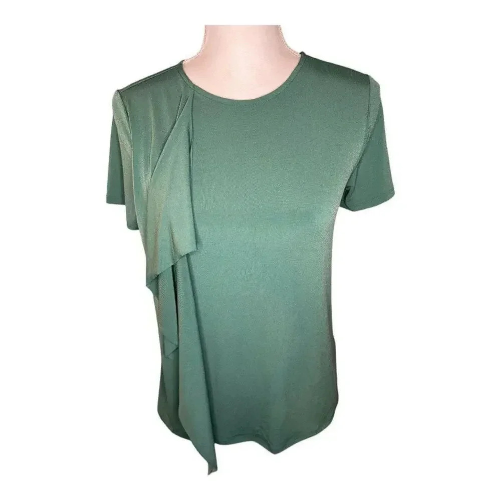 Banana Republic Women’s XS Emerald Green Sleeveless Offset Draped Pullover Top